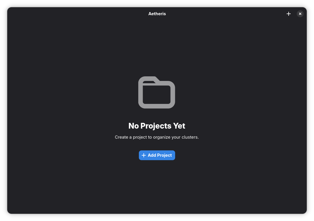 Aetheris 1.3.0 first-run setup flow.